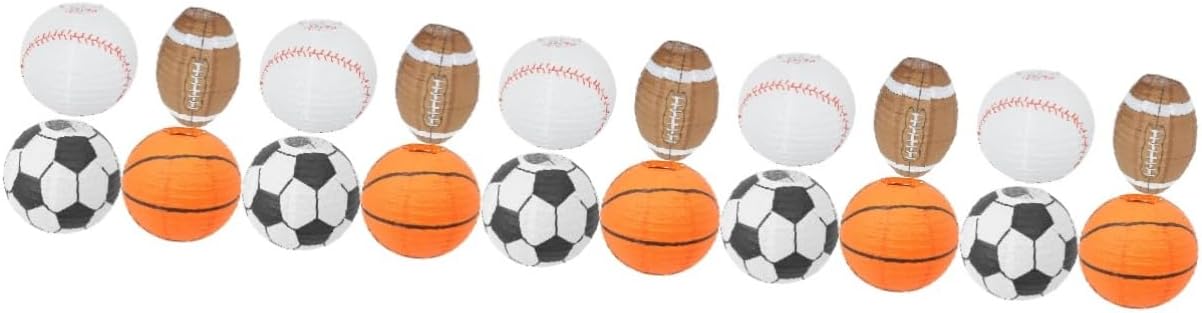 DOITOOL 20pcs Sports Theme Party Lantern Game Paper Lanterns for Birthday Celebrations Includes Basketball Soccer Rugby Baseball Designs for Unique Party Atmosphere