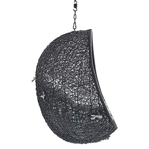 Modway Eei-3635-Blk-Gry Encase Wicker Rattan Outdoor Patio Swing Chair With Hanging Steel Chain In Black Gray #TOP5
