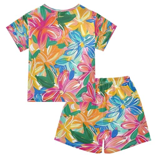 senya Short Sleeve Pajamas Sets Summer Cotton Sleepwear Spring Flowers2