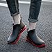 AEGNONGL Men's PVC Flat Garden Rain Boots Fashion Soft Slouch Platform Anti-Slip Outdoor Mid Top Work Waterproof Galoshes Short Rain Boot (Black-Red,10)