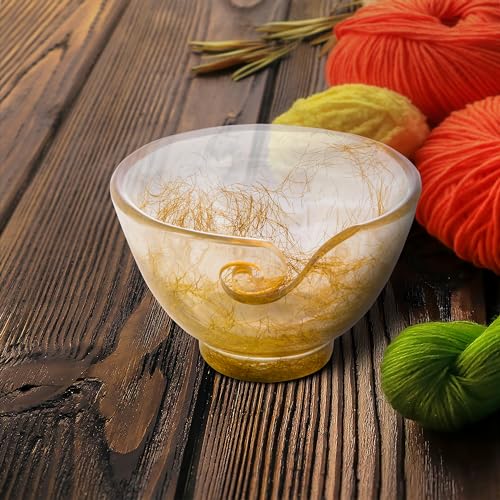 Image of Handcrafted Resin Yarn Bowl, Knitting Resin Storage Bowl, Crochet Kit Organizer. (Golden)
