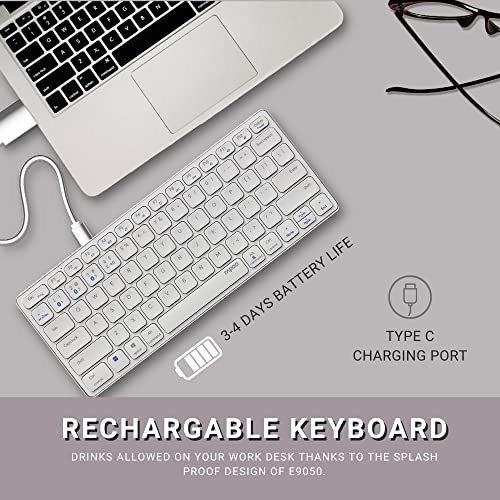 Image of RAPOO E9050 C-Type Rechargeable Bluetooth Wireless Multi-Device (4 Devices) Keyboard for Windows /iOS /Android,Tablet /Smartphone - 3 Years Warranty White