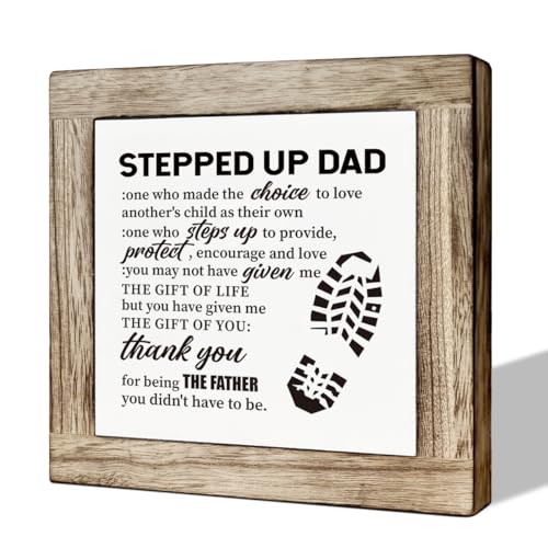 Stepped Up Dad Gift Wooden Box Signs for Home Decor Grateful Poem Sign Gift to Stepdad Appreciation Gift for Stepped Up Dad Stepdad Gift for Birthday