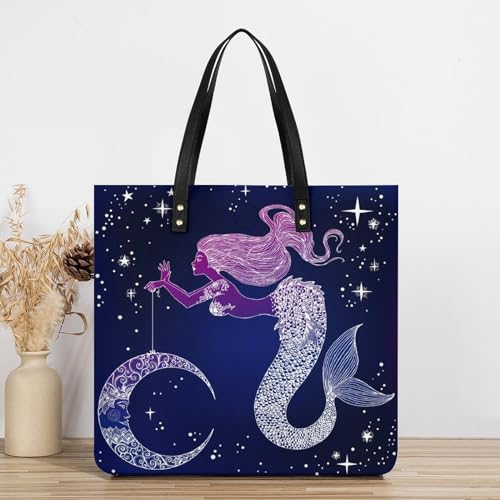 Sac à main sirène de la lune grand format carré au design féerique - 7