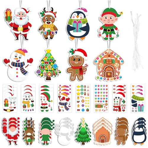 BIBITI 24 Stück Basteln Kinder Weihnachten,Bastelset Weihnachten 3-8...