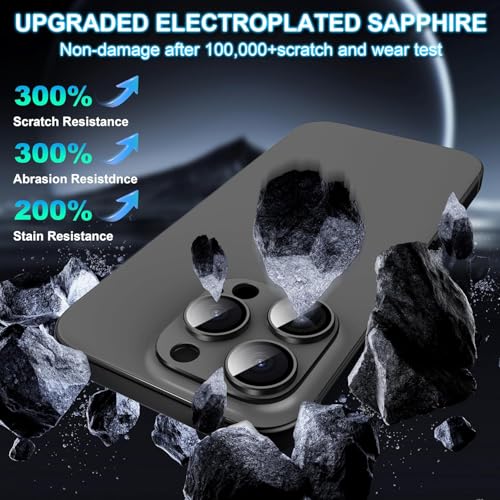 Image of PACK OF 2 Camera Lens Protector For IPHONE 16 PRO / 16 PRO MAX (BLACK) UHD 9H Glass, Anti Drop, Scratch Resistant, Case Friendly, Removable, Waterproof, Heavy Duty Camera Protector.