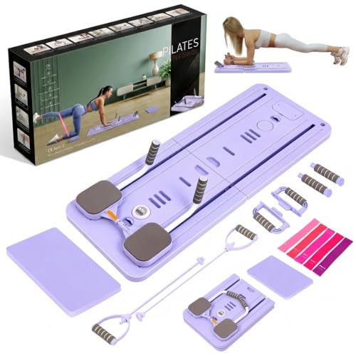 Pilates Reformer, máquina de Pilates Plegable, Rodillo Abdominal, Entrenador Multifuncional para Todo el Cuerpo,con Bandas de Resistencia y Correas de Yoga, para Uso doméstico y en el Gimnasio