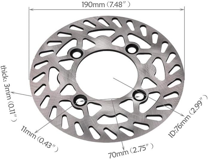 #US Replacement Part for 190mm Brake Caliper Disc Front + 210mm Rear Rotor 76mm Pitpro Quad Dirt Bike Fits for ATV brdiscpart#256338