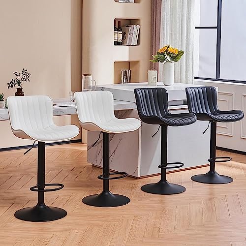 Kidol & Shellder Bar Stools Set Of 2 White High Back Barstools Counter Stools Adjustable Swivel Bar Chairs,3-Minute Quick Assembly,1-Year Warranty #TOP5