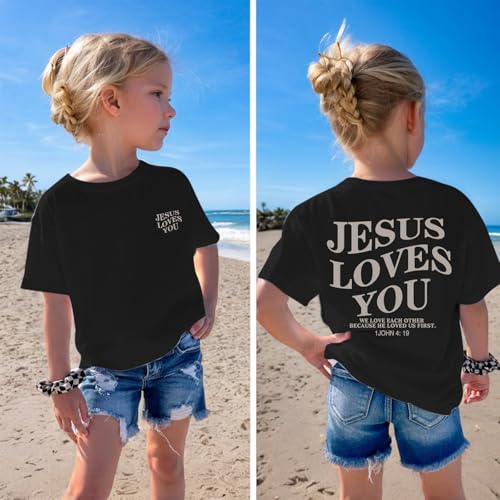 Jesus Loves You Shirt Christian Jesus Tshirts for Girls Religious Inspirational Tees Bible Verse Tops for Kids 3-123