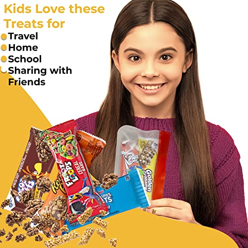 Cereal Bars Variety Pack Breakfast Food Snack Box 30 Individually Wrapped Granola Bars Lucky Charms, Cinnamon Toast Crunch, Cap'n Crunch, Golden Grahams, Cocoa, Peanut Butter Puffs And Reusable Bag #TOP3