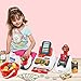 Pretend Play Cash Register Toy Role Play Shopping Cashier Playset with Scanner Card Machine Toy Foods Fruits 33pcs Set Funtional Checkout Game Educational Toy for Kids Birthday