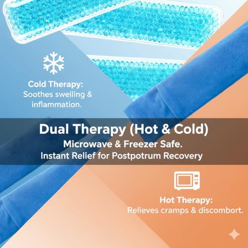 Image of Perineal Cooling Pad for Postpartum Recovery, Extra Durable Gel Cold Packs for Hemorrhoids & C-Section Relief, 2 Reusable Ice Packs & 2 Washable Covers, New Mom Gift