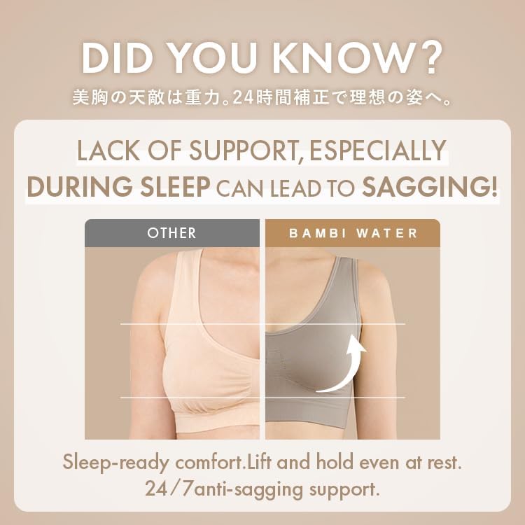 Bra Womens Wireless Bras All Day Lift Bra Cover Stretch Anti-Sagging Push-up Sleep Japan Design Bambi Water - Image 5