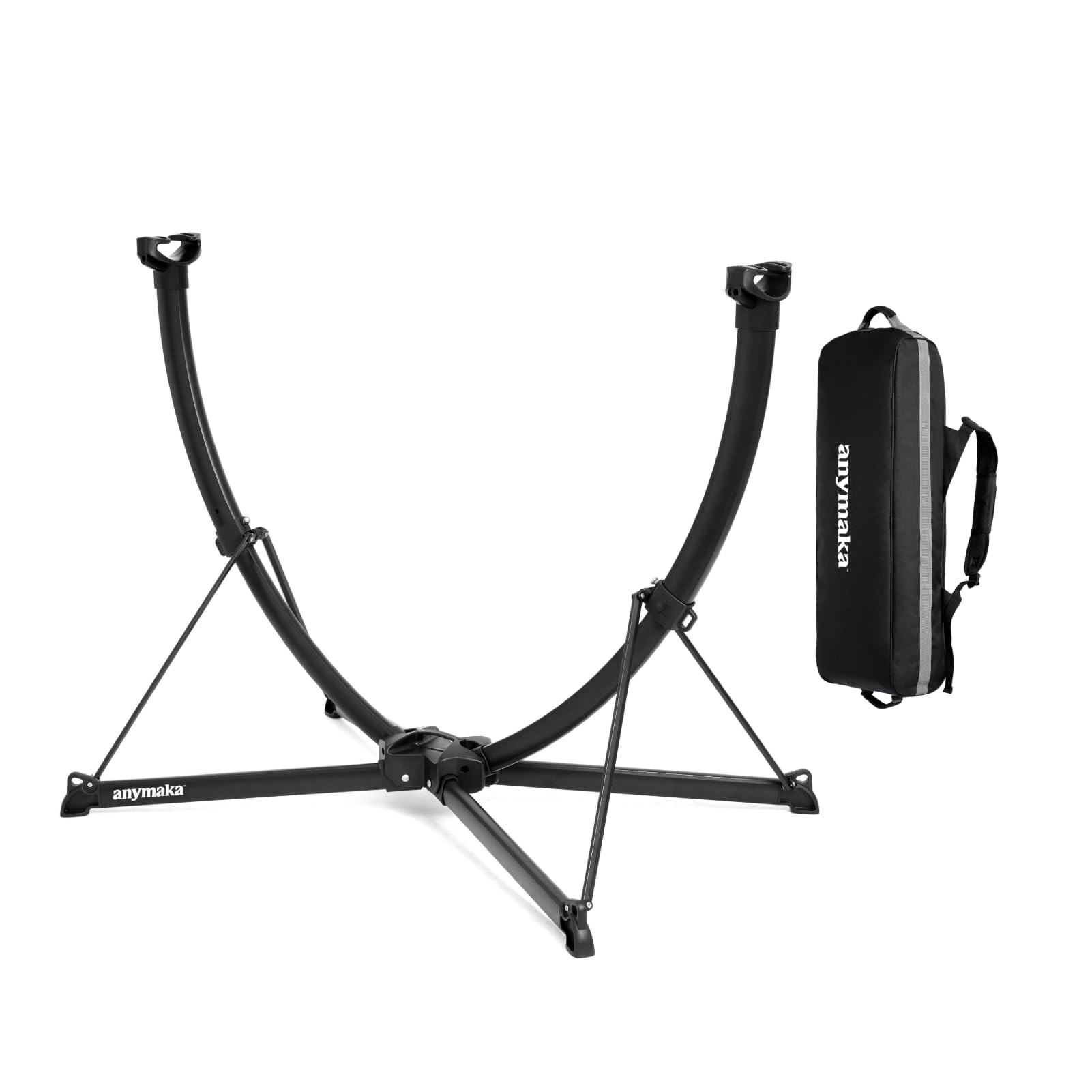 anymaka Set Up in 3 Seconds Swing Chair with Stand，Outdoor Indoor Adjustable Portable Aluminum Alloy Hammock Chair (Swing Chair Black)