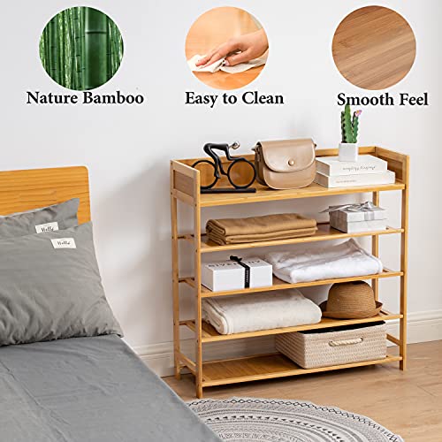 Sobibo Bamboo Shoe Rack Organizer, 5 Tier Shoe Shelf Storage Organizer, For Entryway, Hallway, And Closet (Nature-31.5) #TOP5