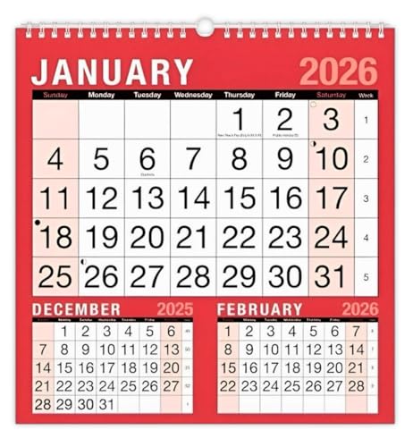 PaulStore 2026 Wall Calendar Home Office 3 Month to View Planner in Hanging