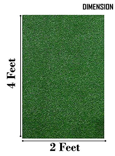 Image of Yellow Weaves 45 Mm High Density Artificial Grass Carpet Mat For Balcony, Lawn, Door (2 X 4 Feet), Green