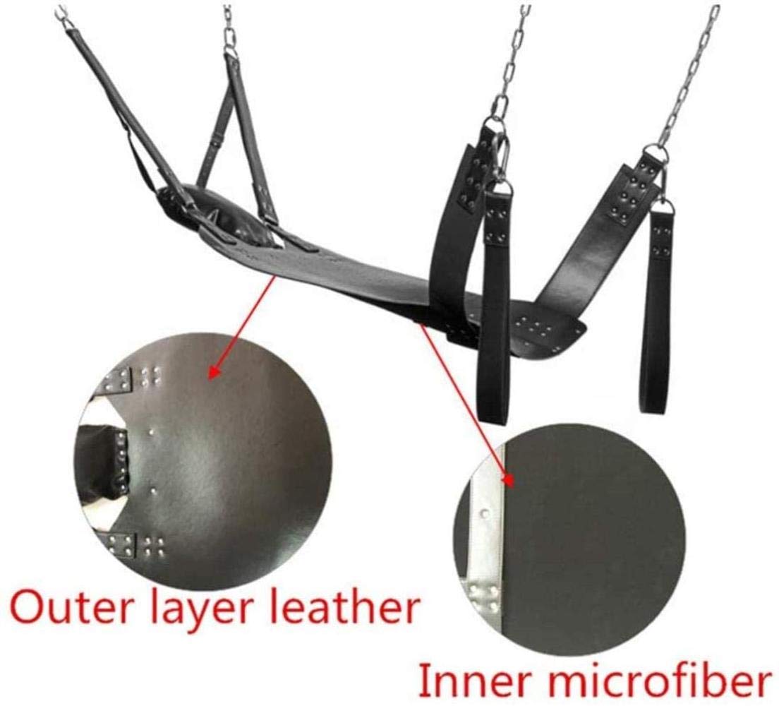 Balançoire Sexuelle pour Couples Hamac De Sexe en Cuir SM - Hamac De Lit en Cuir Et Oreiller Jeux pour Adultes Sex Toys Balançoire Sexuelle pour Adultes, sans Étagère Et 4 Élingues, sans Éta