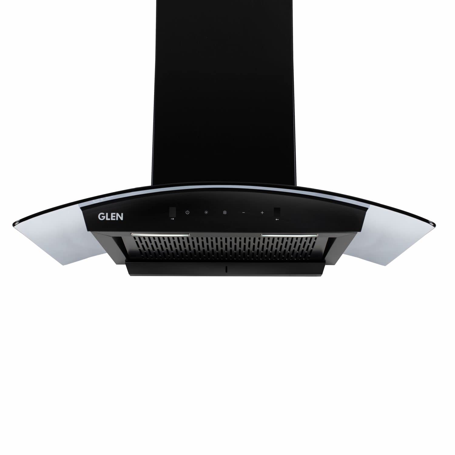 glen auto clean curved glass filter less kitchen chimney, with motion sensor 60cm, 1200 m3/h, black, 1 year on product and 7 year on motor by glen (6058 bl auto clean)