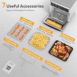 LLIVEKIT 26L Air Fryer Oven with Rotisserie, 12-In-1 LED Display Touch Panel Large XXL Oil Free Electric Oven, Stainless Steel, 1700W-60℃-230℃, 7 Accessories, Silver - Image 6