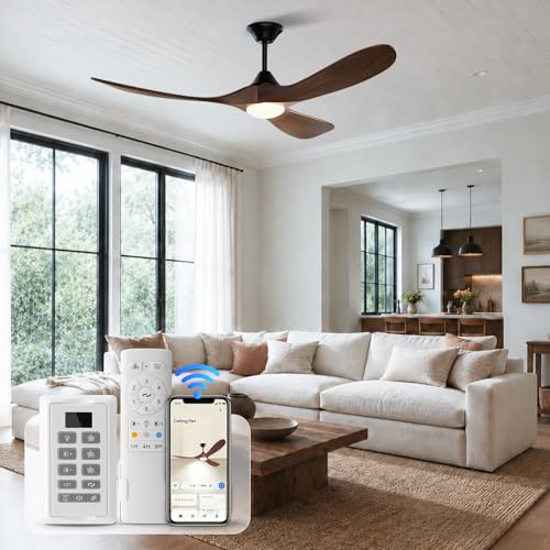 Sunveeco 60 Inch Outdoor Ceiling Fan with Light and Remote, Indoor/Outdoor by Sunveeco - Used condition - Image 3