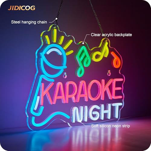 Image of Karaoke Night Neon Sign for Wall Decor Karaoke Bar Led Light Up Signs Wall Led lights Game Room Man Cave Pub Room Party Birthday