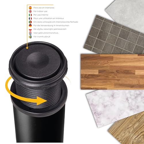 Emuca - Gambe Regolabili Per Tavolo Ø60X830Mm, Kit Di 4 Piedi Per Tavolo In Acciaio, Altezza Regolabile 830-850Mm, Nero - 7