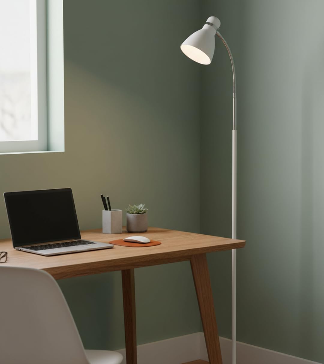 BEL AIR HOME - Lampada da Terra Megara, Piantana Moderna in Metallo con Testa Regolabile per Salotto e Camera da Letto (Lampadina non inclusa) (BIANCO)