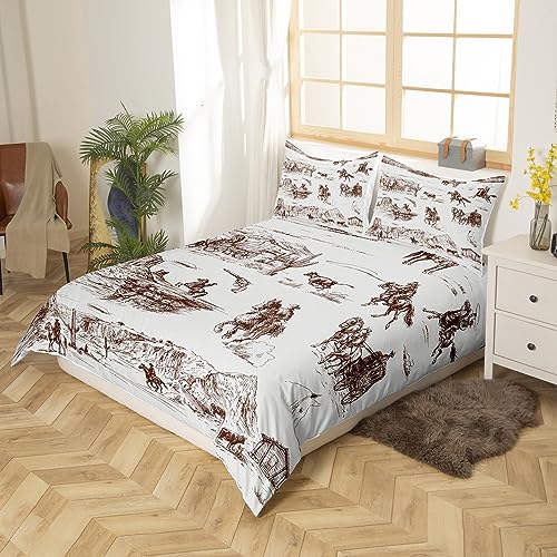 Homemissing Western Bedding Set White and Black Cowboy Cow Duvet Cover Cowboy Comforter Cover Desert Cactus Bedspread Cover Bed Set including 1 Pillow Case Single - Image 3