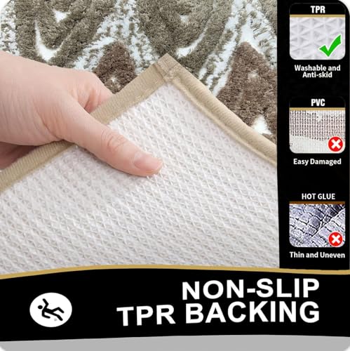 Image of Venice Soft Microfibre Solid Mat for Office /Floor /Home /Bathroom /Bedroom /Kitchen (40x60 cm) 2000 GSM Super Absorbent Anti-Skid Bath Mats (Pack of 1) Beige
