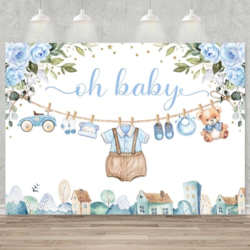 Fondo para baby shower azul 7x5ft decorativo miniatura 1