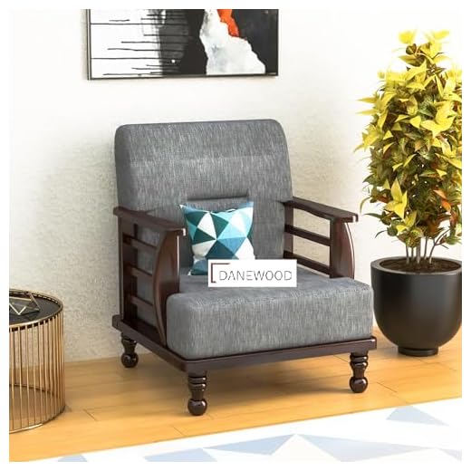 DaneWood - 1 Seater Sofa Arm Chair | Solid Sheesham Wood, Brown