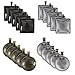 Bundle 10 Pcs Round Pendant Trays & 10 Pcs Square Pendant Trays with 20 Pcs Glass Cabochon Dome Tiles for Crafting DIY Jewelry Making, Silver and Bronze,Totally 40 Pcs (Style 1)