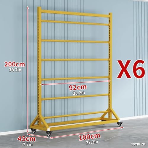 Estante de almacenamiento de rollos de tela con varilla ajustable y ruedas para textil y vinilo. 7