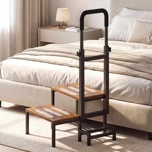 VonDream 2-Tier Step Stool for Adults with Handles,Heavy Duty Bed Steps for Elderly-Bed Stools with...