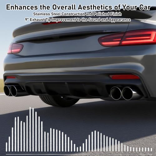 Image of MuHize 3 Inch Inlet Dual Exhaust Tips, 3 inch Outlet 9.5 inch Long Y Tail Pipe