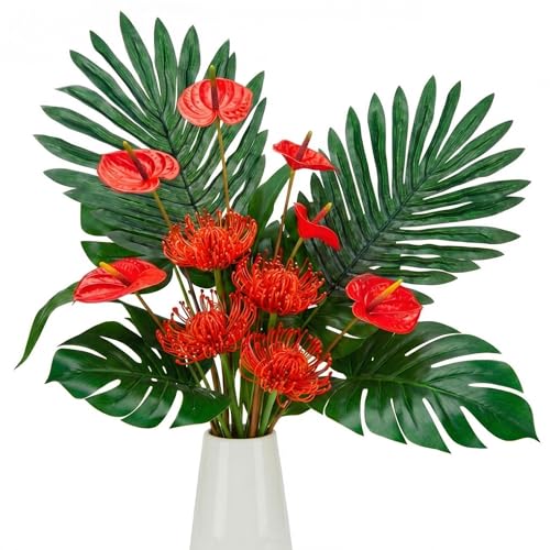Hotop 36 Pcs Artificial Tropical Flowers