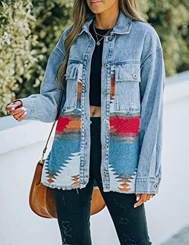 Patchwork Aztec Denim Jacket 