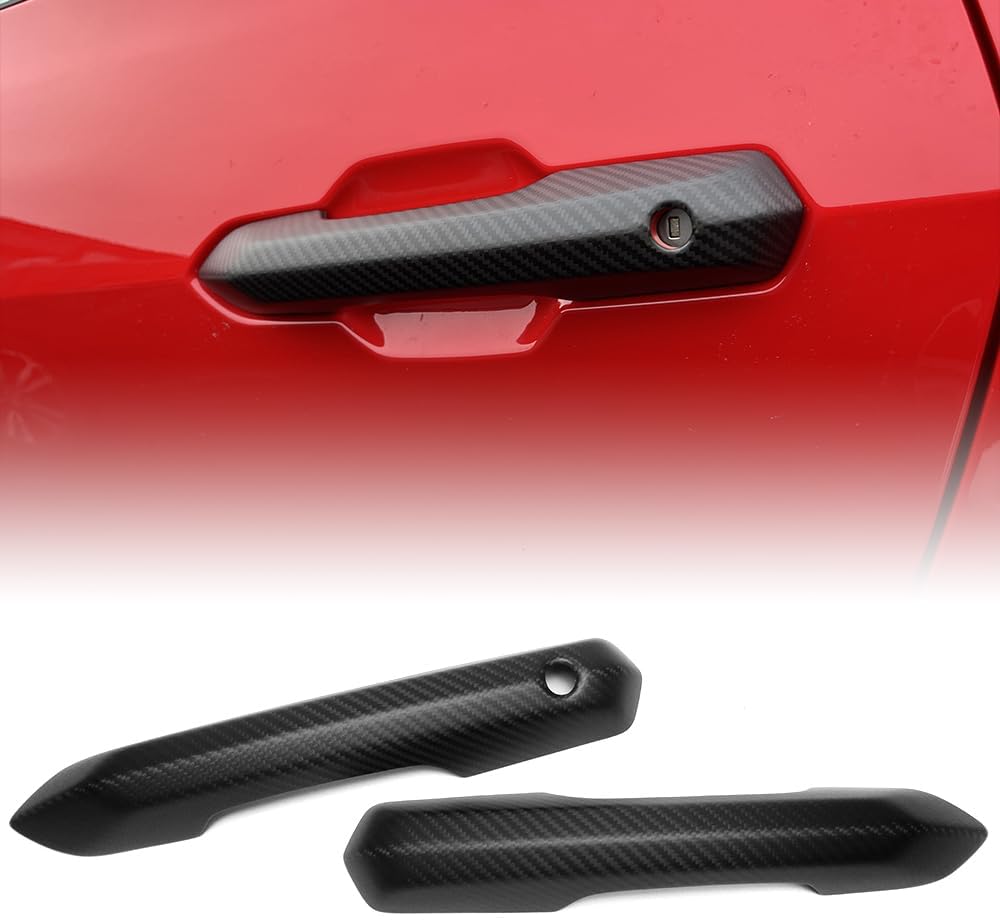 Door Handle Cover for Ford Mustang Dark Horse S650 GT3 GT4 GTD Ecoboost 2024+,Carbon Fiber Outer Door Handle Protector (Glossy Carbon)