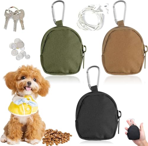 Puasok - 3 Pièces Porte-Monnaie avec Fermeture Éclair,Porte-Monnaie pour Chien,Sac à Clés pour L'extérieur,Porte-Coin avec Fermeture Éclair et Anneau, Style Mini Sac à Dos pour Taille(Noir,Vert,Couleur Boue)
