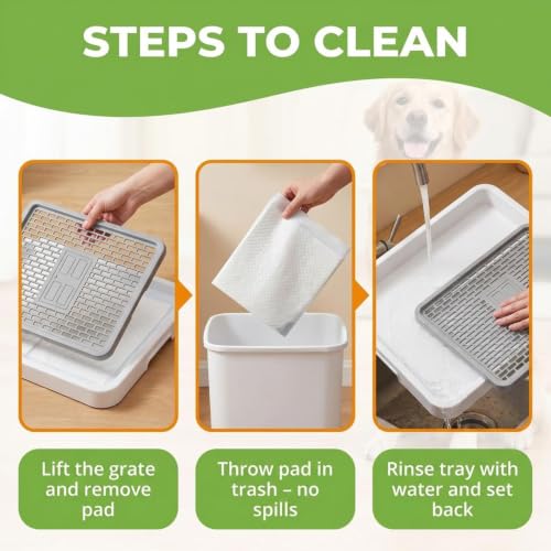 Image of MAK7 Pets Dog Potty Tray for Indoor Training | Puppy Toilet Tray with Mesh Grid | Leakproof Pee Pad Holder | Anti-Slip Pet Training Tray | Small+ (50cm x38 cm)| Splach Wall Style|