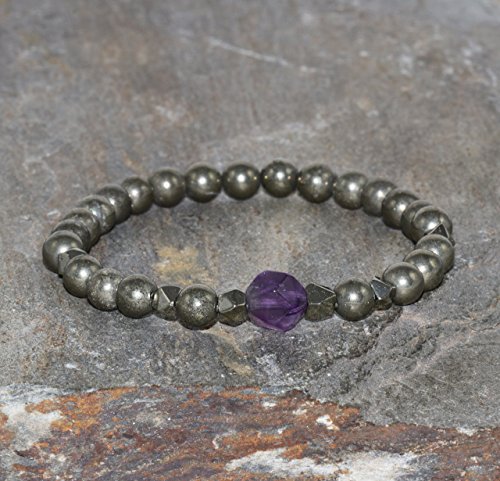 The Money Maker Bracelet. AAA Grade 6mm Pyrite & Amethyst Bracelet. Prosperity Jewelry. Grounding Bracelet. Stress Relief. Increase Vitality