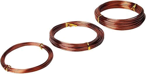 Miniatura 2 de Juego de 3 alambres de entrenamiento de bonsái de bronce de calidad de larga duración, 0.039 in, 0.059 in, 0.079 in, resistente a la corrosión y al