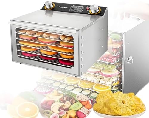 Stainless Steel Food Dehydrator - 6 Layer Adjustable 30-90℃ Temperature, 360° Circulation, Perfect for Fruits & Vegetables, Commercial Quality, Efficient Drying Machine