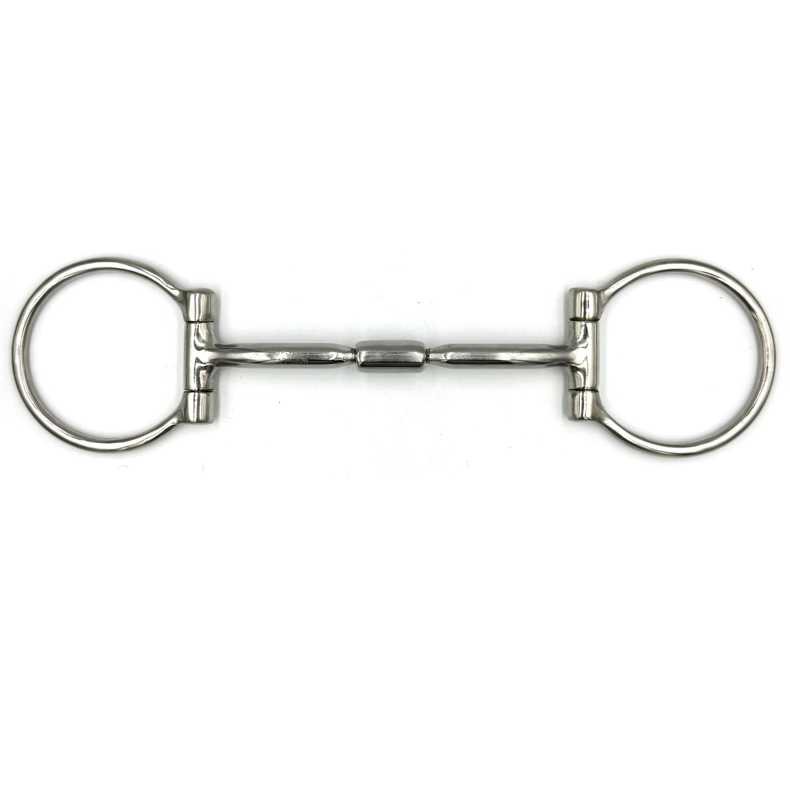 ES0261 JW Gebiss Westerngebiss D-Ring D-Trense Doppelt Gebrochen mit Roller aus Edelstahl Gebissstärke 10 mm (13.5 cm)
