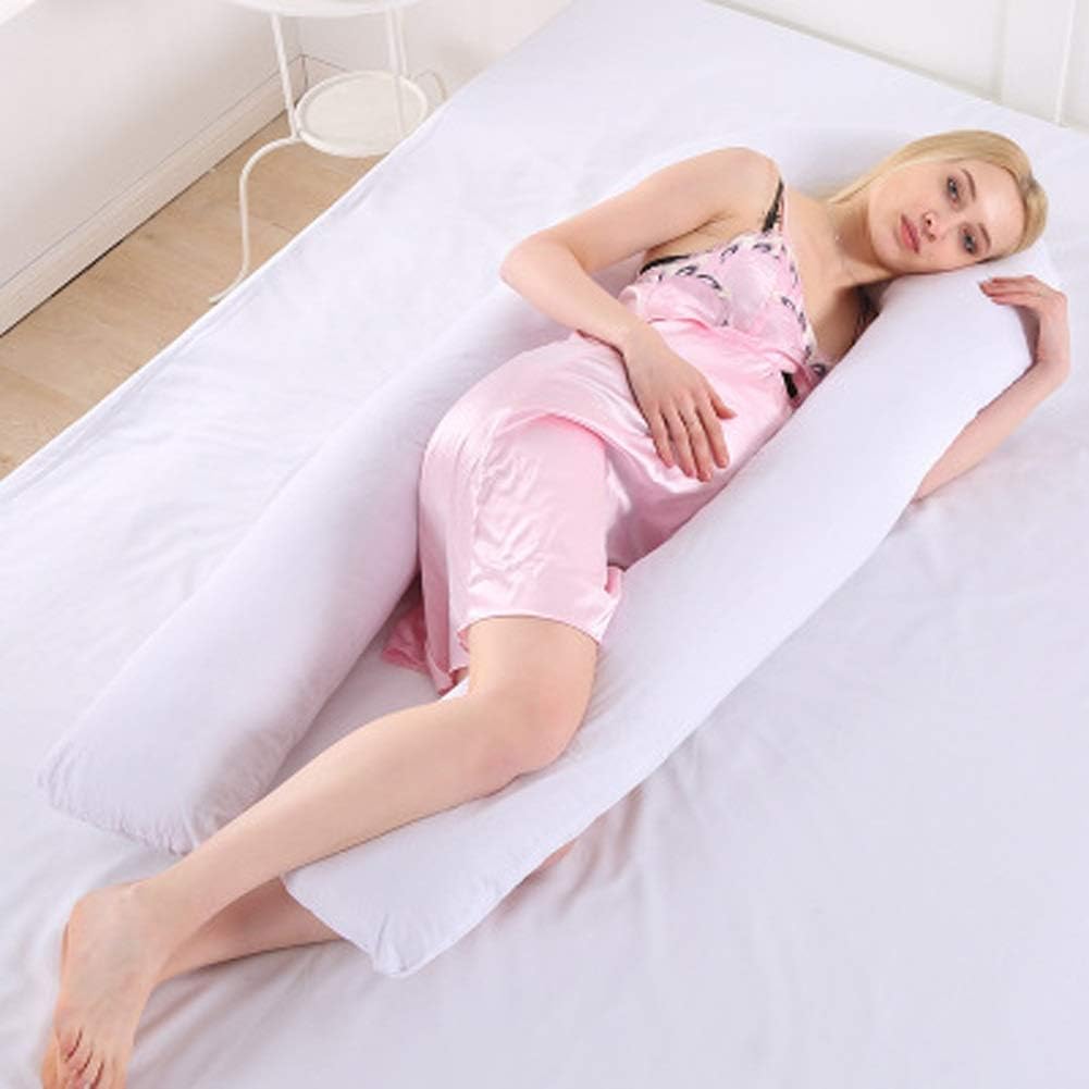 LIN-rlp Pregnancy Body Pillow-U Shaped Maternity Pillow for Pregnant Women with Cotton/150x70x20cm/59x27.6x7.87inches (Color : White)