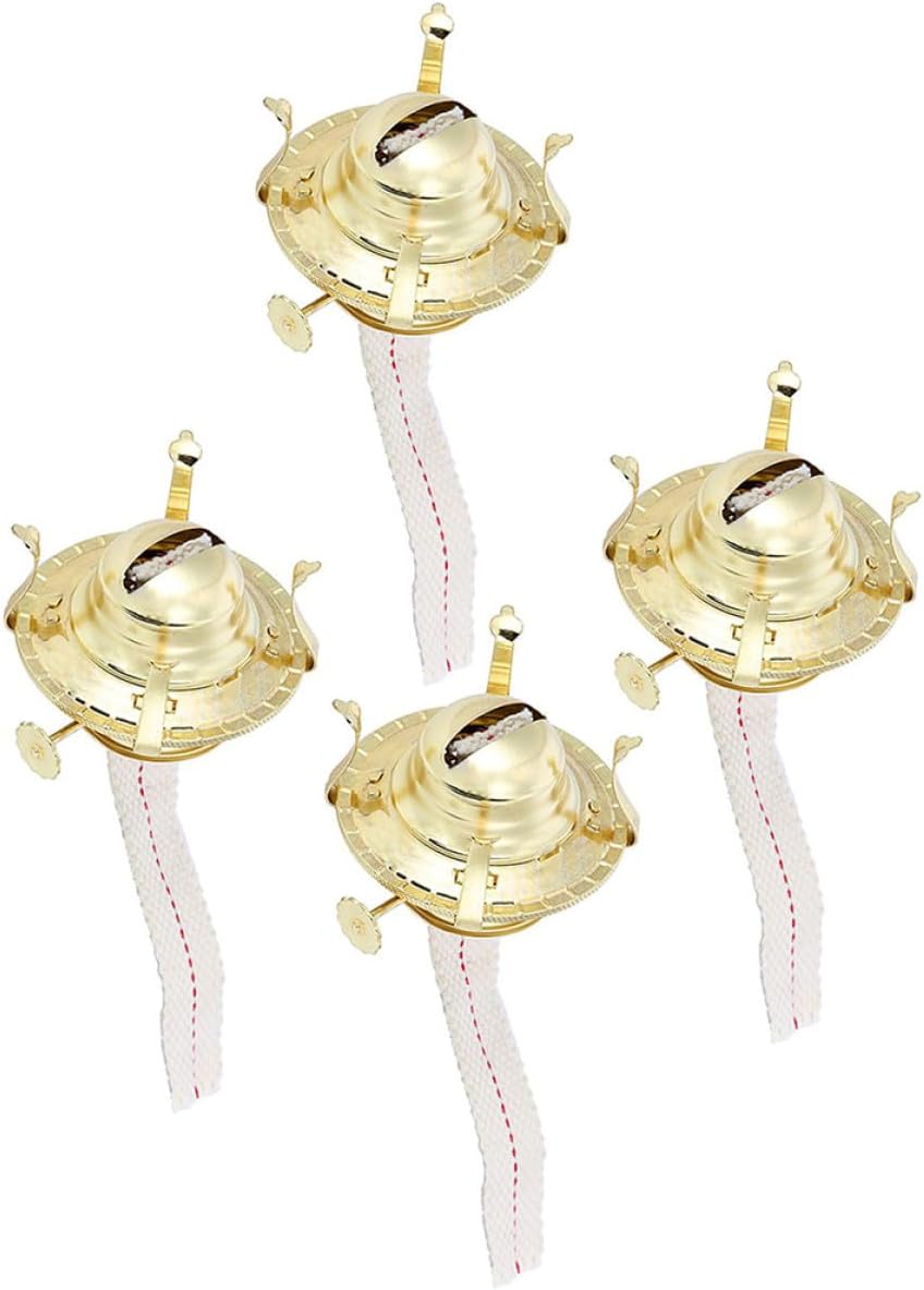 4pcs Kerosene Lamp Burners Metal Oil Lamp Burner with Wicks Replacement Parts for Home Decor and Indoor Use