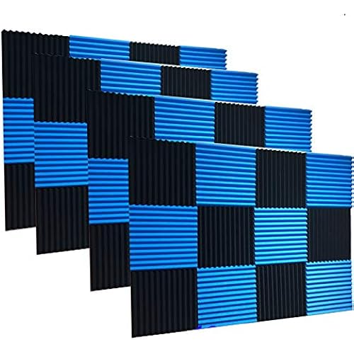 48 Pack Black/BLUE 12"X 12"X1" Acoustic Panels Studio Soundproofing Foam Wedge Tiles,