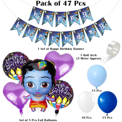 Image of Rozi Decoration Janmashtami Baby Krishna Birthday Balloon Decoration Kit (Pack of 47)
